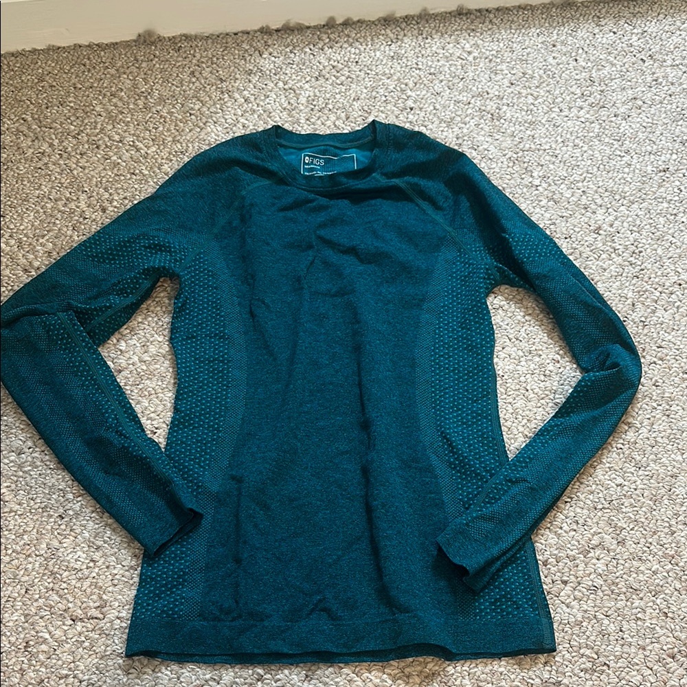 Figs Teal Long Sleeve Top